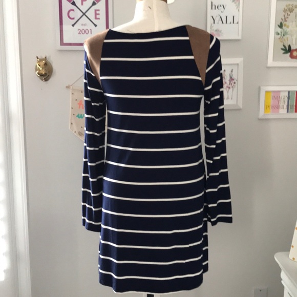 Mint Julep boutique striped dress w/ suede patches - Picture 3 of 7